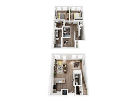 Floor plan for 2 beds, 2.5 baths, 1509 sqft
